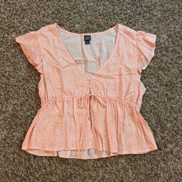 Wild Fable pink flutter sleeve open front crop blouse - Picture 5 of 13